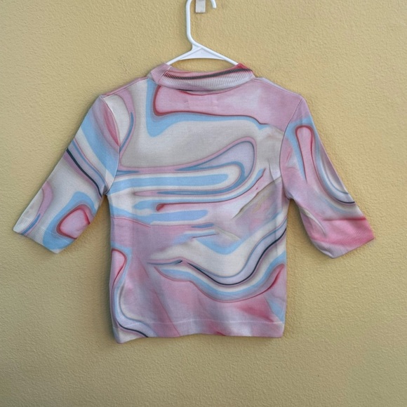 Anthropologie Short Sleeve Sweater Knit Top With Pastel Design Size XS EUC! - Picture 11 of 13